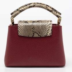Pre Owned Louis Vuitton Burgundy Taurillon Leather And Python Mini Capucines Bag
