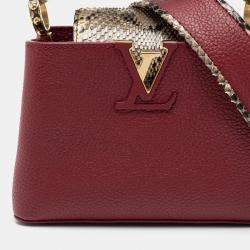 Pre Owned Louis Vuitton Burgundy Taurillon Leather And Python Mini Capucines Bag