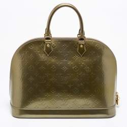 Pre Owned Louis Vuitton Vert Olive Monogram Vernis Leather Alma GM Bag