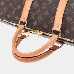 Pre Owned Louis Vuitton Brown Canvas Keepall Bandouliere 50 Duffel Bag 