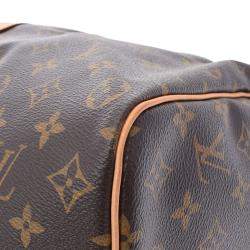 Pre Owned Louis Vuitton Brown Canvas Keepall Bandouliere 50 Duffel Bag 