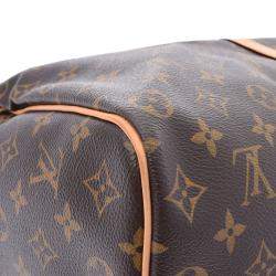 Pre Owned Louis Vuitton Brown Canvas Keepall Bandouliere 50 Duffel Bag 