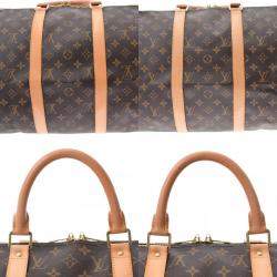 Pre Owned Louis Vuitton Brown Canvas Keepall Bandouliere 50 Duffel Bag 