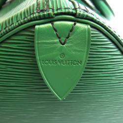 Pre Owned Louis Vuitton Green Epi Leather Speedy 35 Satchel Bag 