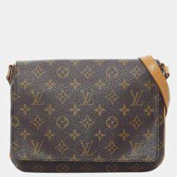 Pre Owned Louis Vuitton Brown Monogram Musette Tango Short Strap