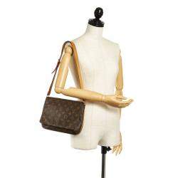 Pre Owned Louis Vuitton Brown Monogram Musette Tango Short Strap