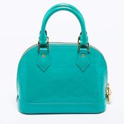 Pre Owned Louis Vuitton Bleu Lagon Monogram Vernis Alma BB Bag