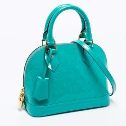Pre Owned Louis Vuitton Bleu Lagon Monogram Vernis Alma BB Bag