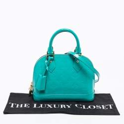 Pre Owned Louis Vuitton Bleu Lagon Monogram Vernis Alma BB Bag