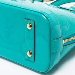 Pre Owned Louis Vuitton Bleu Lagon Monogram Vernis Alma BB Bag