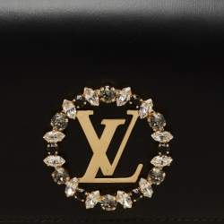 Pre Owned حقيبة كلتش لوي فيتون لويس جلد أسود مزخرفة كريستال