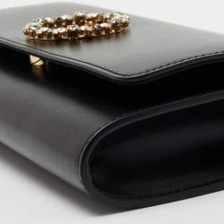 Pre Owned حقيبة كلتش لوي فيتون لويس جلد أسود مزخرفة كريستال