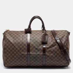 Pre Owned Louis Vuitton Damier Ebene Canvas Keepall Bandouliere 55 Bag