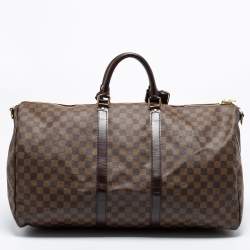 Pre Owned Louis Vuitton Damier Ebene Canvas Keepall Bandouliere 55 Bag