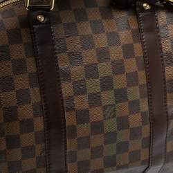 Pre Owned Louis Vuitton Damier Ebene Canvas Keepall Bandouliere 55 Bag