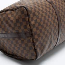 Pre Owned Louis Vuitton Damier Ebene Canvas Keepall Bandouliere 55 Bag