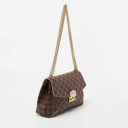 Pre Owned Louis Vuitton Rose Ballerine Damier Ebene Canvas Caissa Flap Bag