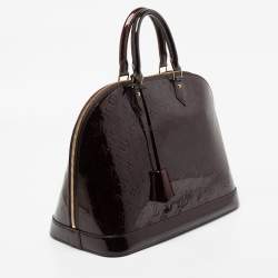 Pre Owned Louis Vuitton Amarante Monogram Vernis Alma GM Bag