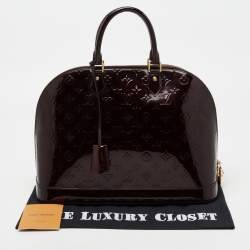 Pre Owned Louis Vuitton Amarante Monogram Vernis Alma GM Bag