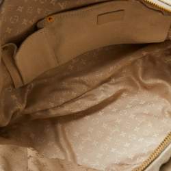 Pre Owned Louis Vuitton Cream Canvas Polka Dot Panama Bowly Bag
