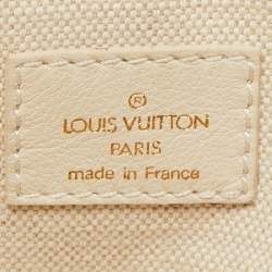 Pre Owned Louis Vuitton Cream Canvas Polka Dot Panama Bowly Bag