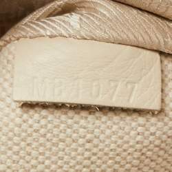 Pre Owned Louis Vuitton Cream Canvas Polka Dot Panama Bowly Bag