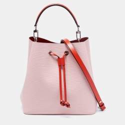 Auth LOUIS VUITTON Epi Neo Noe MM Pink Orange Bucket Shoulder Bag 
