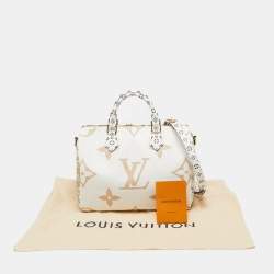 Pre Owned Louis Vuitton Kaki/Beige Monogram Giant Canvas Speedy Bandouliere 30 Bag