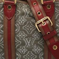 Pre Owned Louis Vuitton Grey/Khaki Monogram Jacquard Fabric and Leather Limited Edition Aviator Bag      