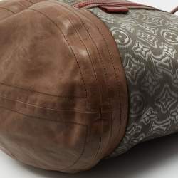 Pre Owned Louis Vuitton Grey/Khaki Monogram Jacquard Fabric and Leather Limited Edition Aviator Bag      