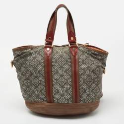 Pre Owned Louis Vuitton Grey/Khaki Monogram Jacquard Fabric and Leather Limited Edition Aviator Bag      