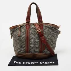 Pre Owned Louis Vuitton Grey/Khaki Monogram Jacquard Fabric and Leather Limited Edition Aviator Bag      
