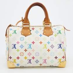 Pre Owned Louis Vuitton White Monogram Multicolore Canvas Speedy 30 Bag