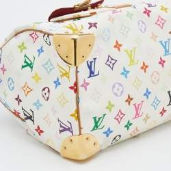 Pre Owned Louis Vuitton White Monogram Multicolore Canvas Speedy 30 Bag