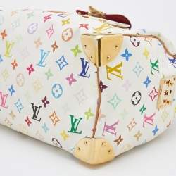 Pre Owned Louis Vuitton White Monogram Multicolore Canvas Speedy 30 Bag