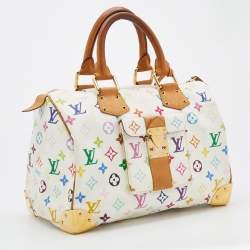 Pre Owned Louis Vuitton White Monogram Multicolore Canvas Speedy 30 Bag