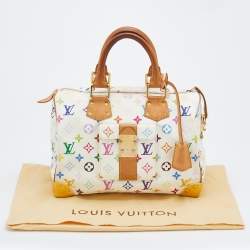 Pre Owned Louis Vuitton White Monogram Multicolore Canvas Speedy 30 Bag