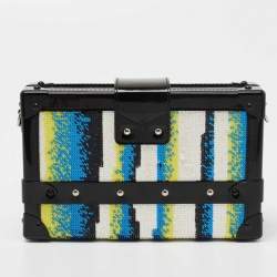 Pre Owned Louis Vuitton Multicolor Sequins and Patent Leather Petite Malle Clutch Bag