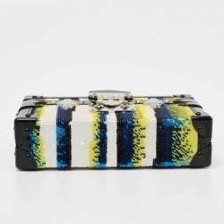 Pre Owned Louis Vuitton Multicolor Sequins and Patent Leather Petite Malle Clutch Bag