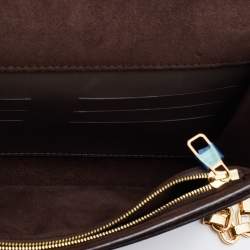 Pre Owned Louis Vuitton Taupe Leather Chain Louise MM Clutch