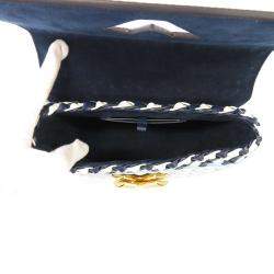 Pre Owned Louis Vuitton Navy Blue Epi Leather Braided Twist Guinguette Shoulder Bag 