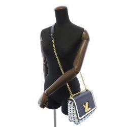 Pre Owned Louis Vuitton Navy Blue Epi Leather Braided Twist Guinguette Shoulder Bag 