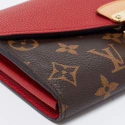 Pre Owned Louis Vuitton Brown/Red Monogram Pallas Wallet