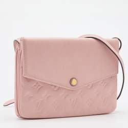 Pre Owned Louis Vuitton Pink Monogram Empreinte Leather Twice Bag
