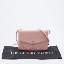 Pre Owned Louis Vuitton Pink Monogram Empreinte Leather Twice Bag