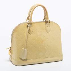 Pre Owned Louis Vuitton Blanc Corail Monogram Vernis Alma PM Bag