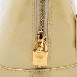 Pre Owned Louis Vuitton Blanc Corail Monogram Vernis Alma PM Bag
