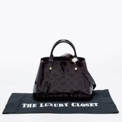 Pre Owned Louis Vuitton Amarante Monogram Vernis Montaigne BB Bag
