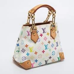 Pre Owned Louis Vuitton White Multicolor Monogram Canvas Audra Bag