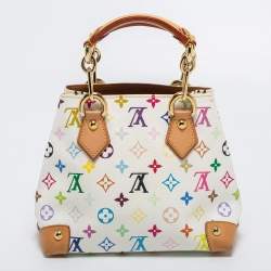 Pre Owned Louis Vuitton White Multicolor Monogram Canvas Audra Bag